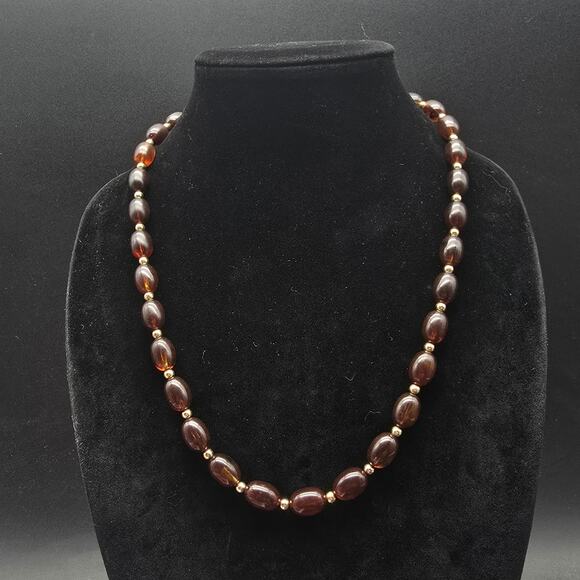Avon 1980 Turtle Bay Necklace Faux Tortoise Brown Plastic Beaded - Picture 4 of 7